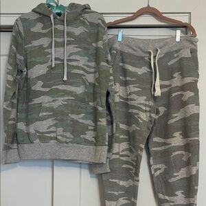 Women’s Camo Gray and Green Sweatpants & Hoodie Set